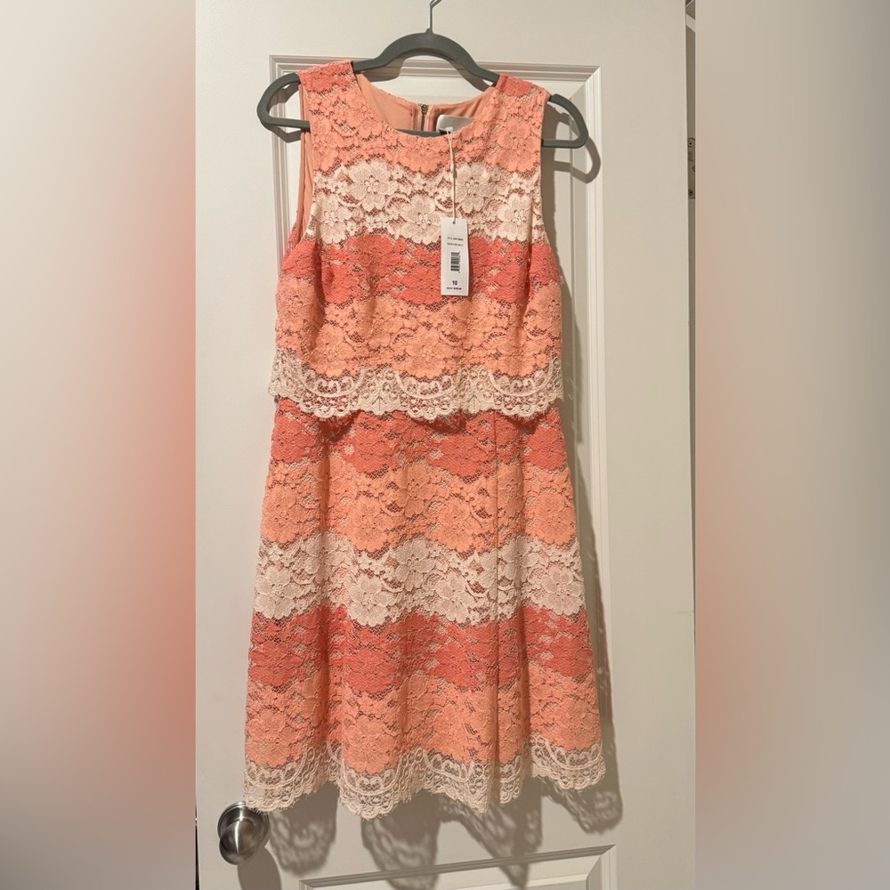 ERIN by Erin Fetherston Coral and Cream Lace Dress